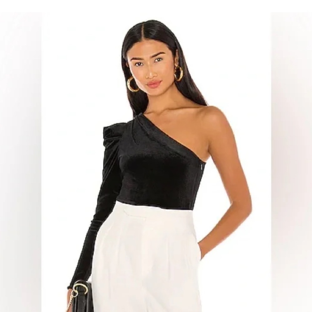 All Saints Daphne Velvet One Shoulder Top